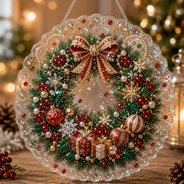 ✨ LAST DAY 49% OFF – 🎄 Christmas Pearl Diamond Art Hanging Ornament Kit
