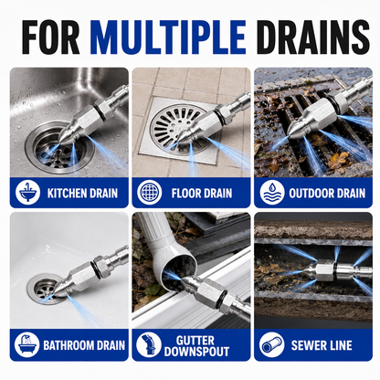 🔥6500 PSI Stainless Steel Sewer Jetter Nozzle – 1/4" Quick Connect Drain Cleaning Attachment for Pressure Washers