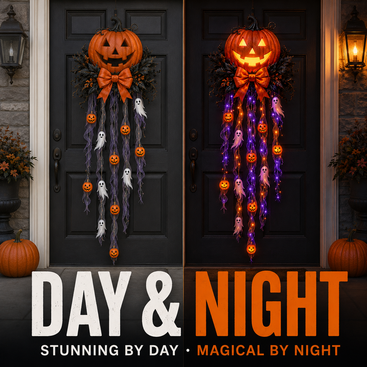 👻 49% OFF Halloween Limited-Time Deal 👻 Lighted Pumpkin & Ghost Door Cascade