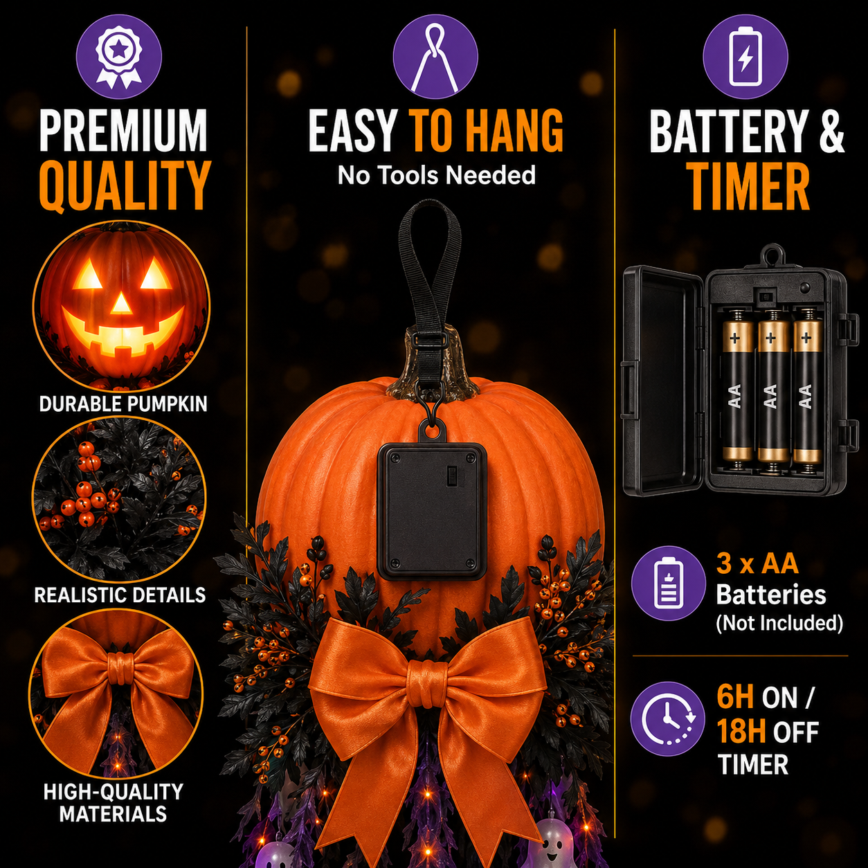 👻 49% OFF Halloween Limited-Time Deal 👻 Lighted Pumpkin & Ghost Door Cascade