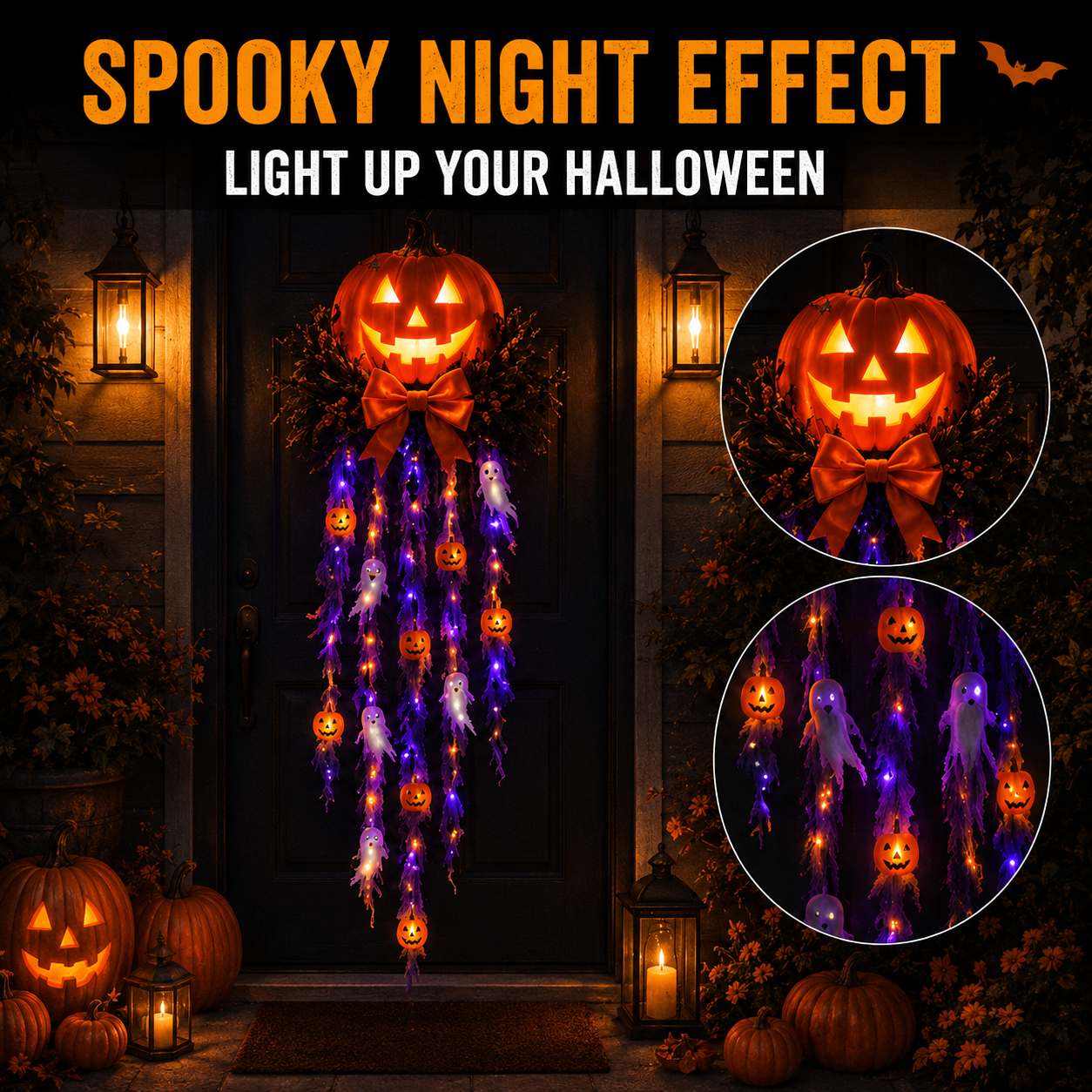 👻 49% OFF Halloween Limited-Time Deal 👻 Lighted Pumpkin & Ghost Door Cascade