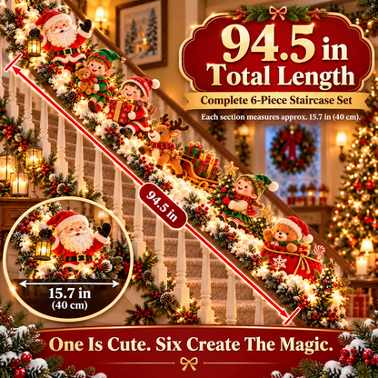 🎅 Santa’s Staircase Workshop™ – Lighted 6-Piece Christmas Stair Railing Decor 🎄