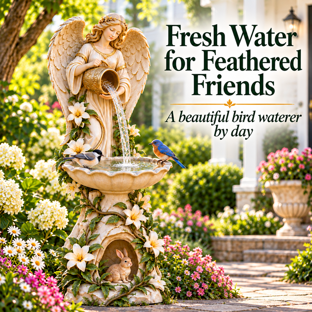 ☀️ Solar Angel Starlight Bird Waterer™🪽 – Lighted Garden Birdbath & Outdoor Decor⏳