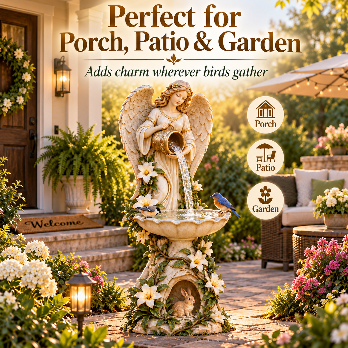 ☀️ Solar Angel Starlight Bird Waterer™🪽 – Lighted Garden Birdbath & Outdoor Decor⏳