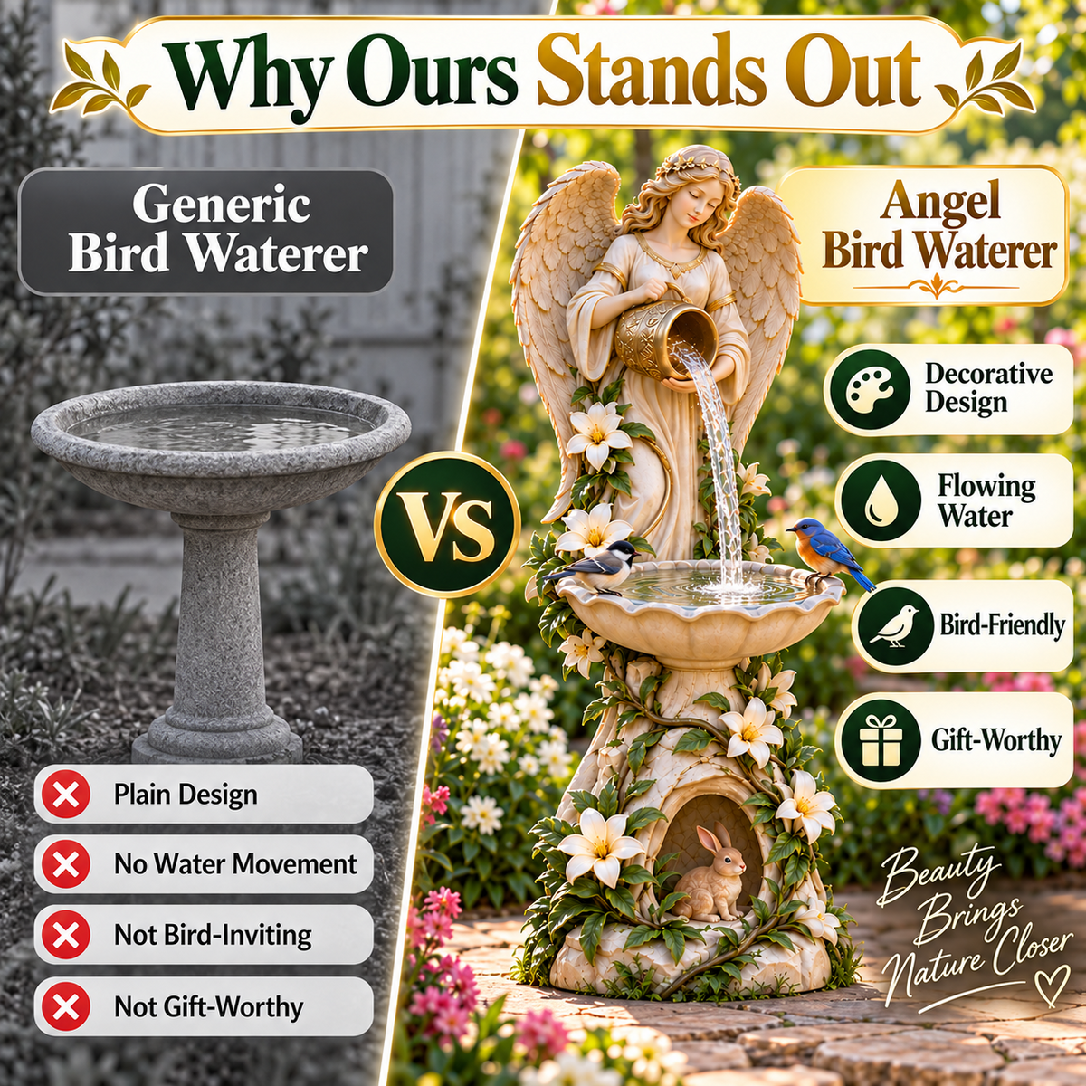 ☀️ Solar Angel Starlight Bird Waterer™🪽 – Lighted Garden Birdbath & Outdoor Decor⏳