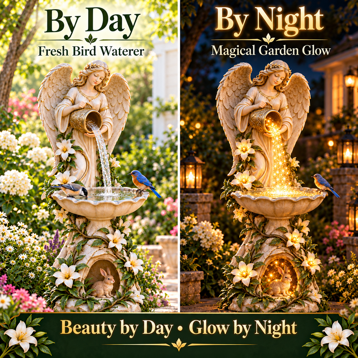☀️ Solar Angel Starlight Bird Waterer™🪽 – Lighted Garden Birdbath & Outdoor Decor⏳