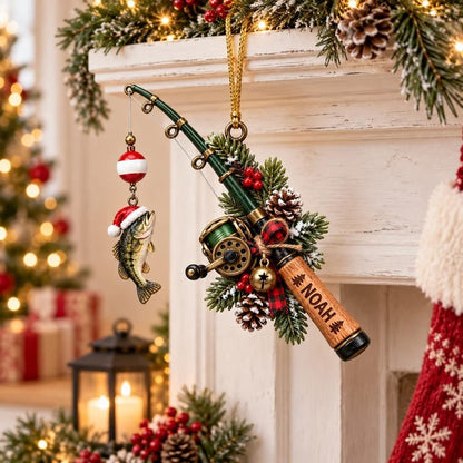 🎣 Personalized Fishing Christmas Ornament with Hanging Cord