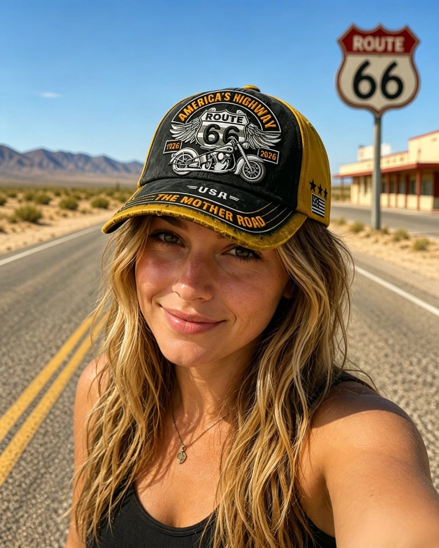 🔥 Summer Limited Deal: 50% OFF 🔥🏍️Retro US Route 66 100th Anniversary Art Printed Casual Baseball Cap