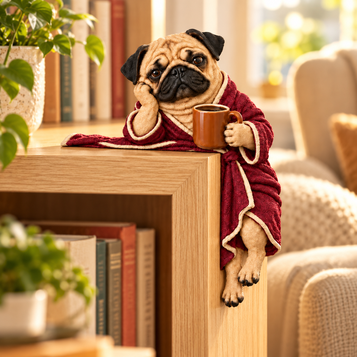 🐶Cozy Coffee Pug Door Corner Topper