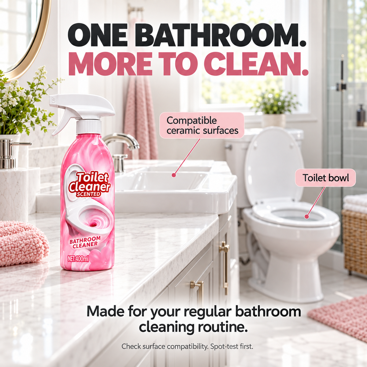 🫧 400mL Toilet & Bathroom Cleaning Spray — Tackle Everyday Grime ✨⏳