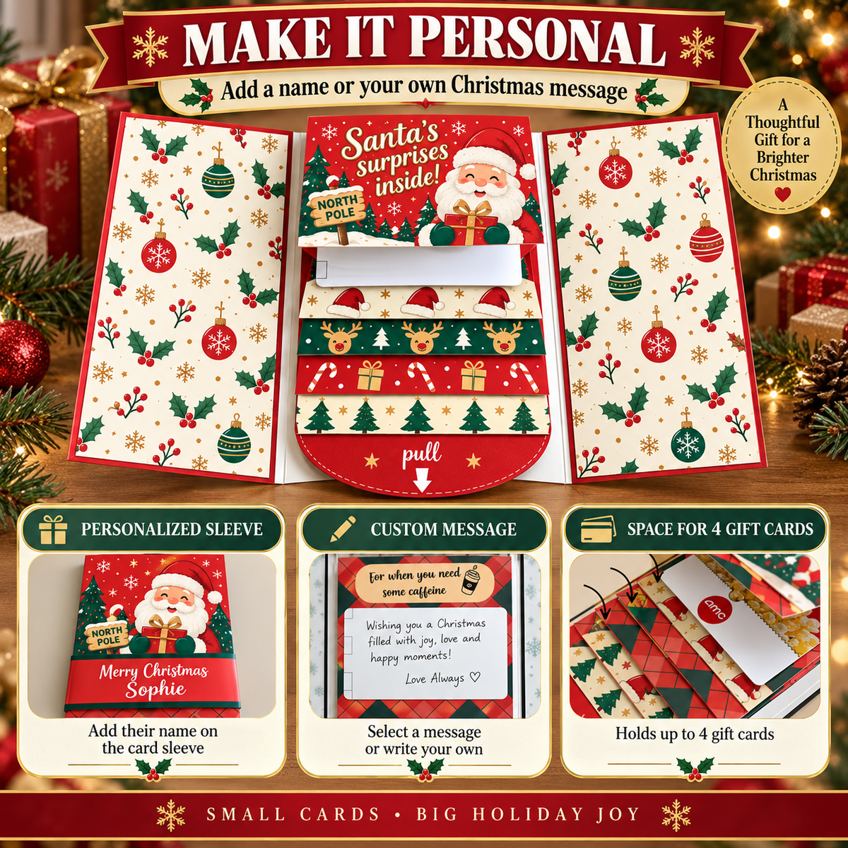 2026 New🎅🎁 Waterfall Christmas Gift Card Booklet 💳🍀