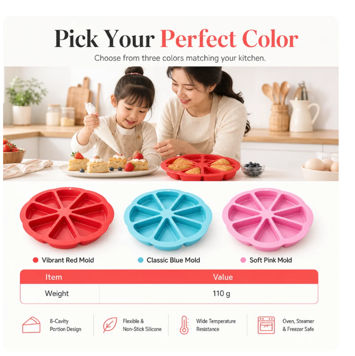 🔥8 Cavity Triangle Silicone Cake Mold⏳