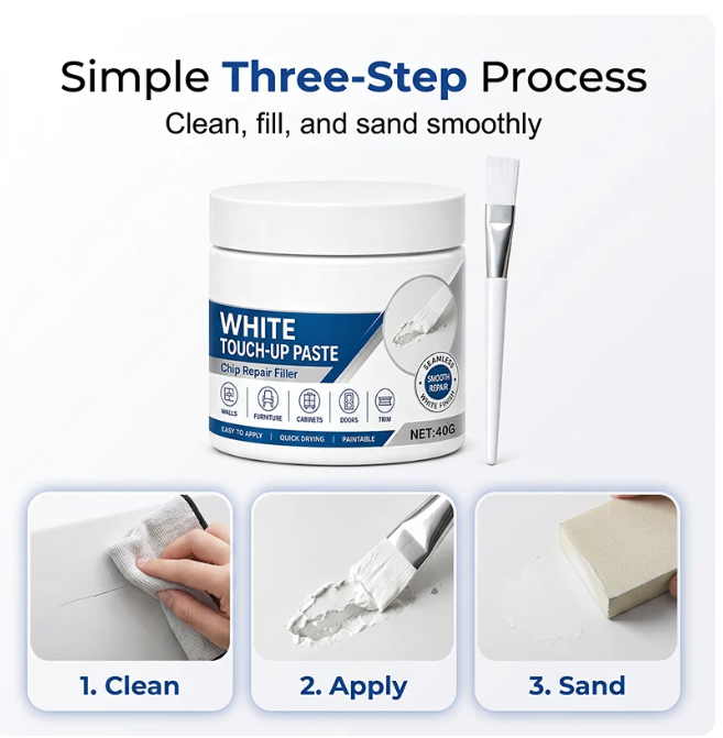 White Furniture Touch-Up Paste with Brush⏳