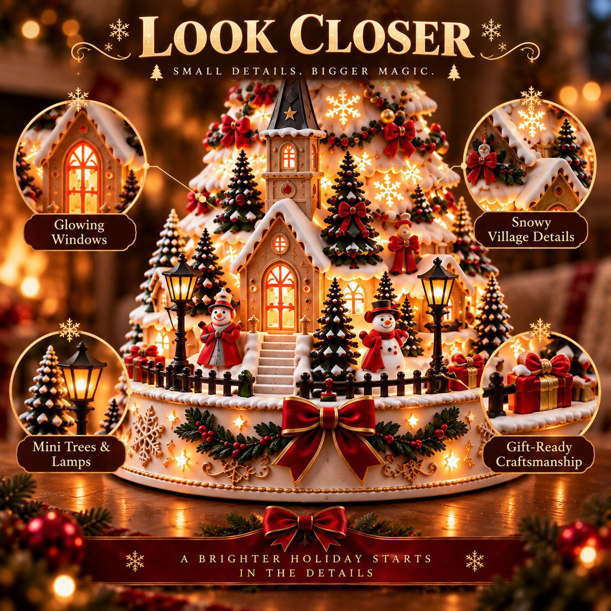 🎄 Christmas Village Projection Light | 4 Festive Village Scenes | Magical Holiday Tabetop lDécor ✨