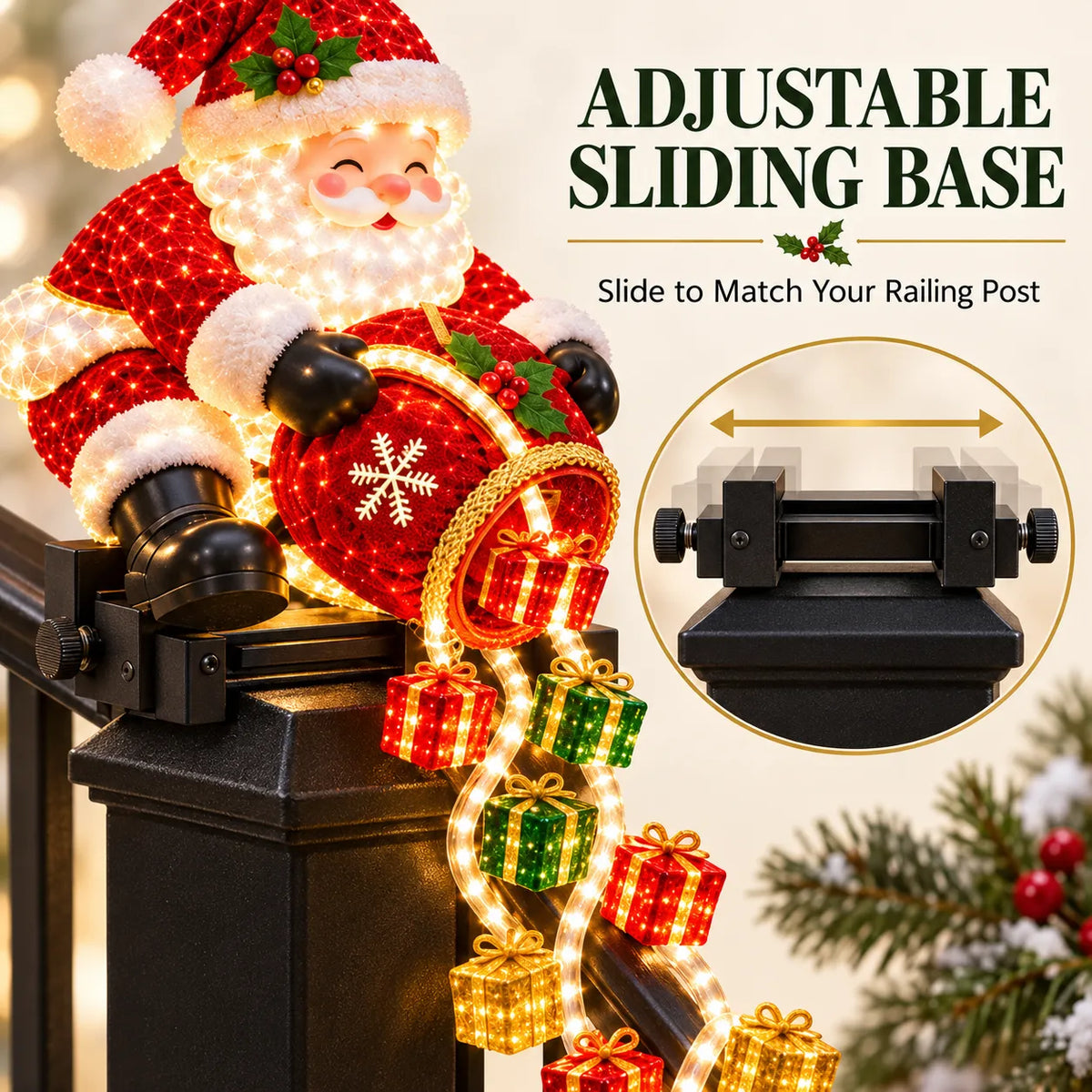 🎅 Santa Magic Gift Cascade Railing Light