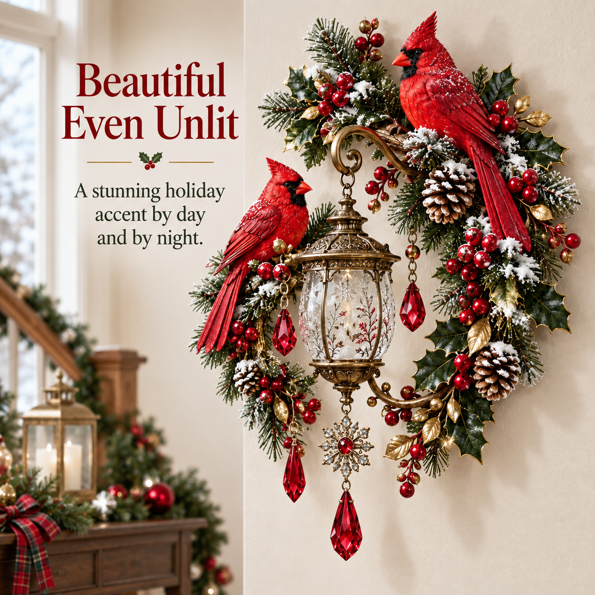 ✨Last Day 49% OFF✨Cardinal Christmas Lantern Glow™ – Lighted Holiday Wall Decor