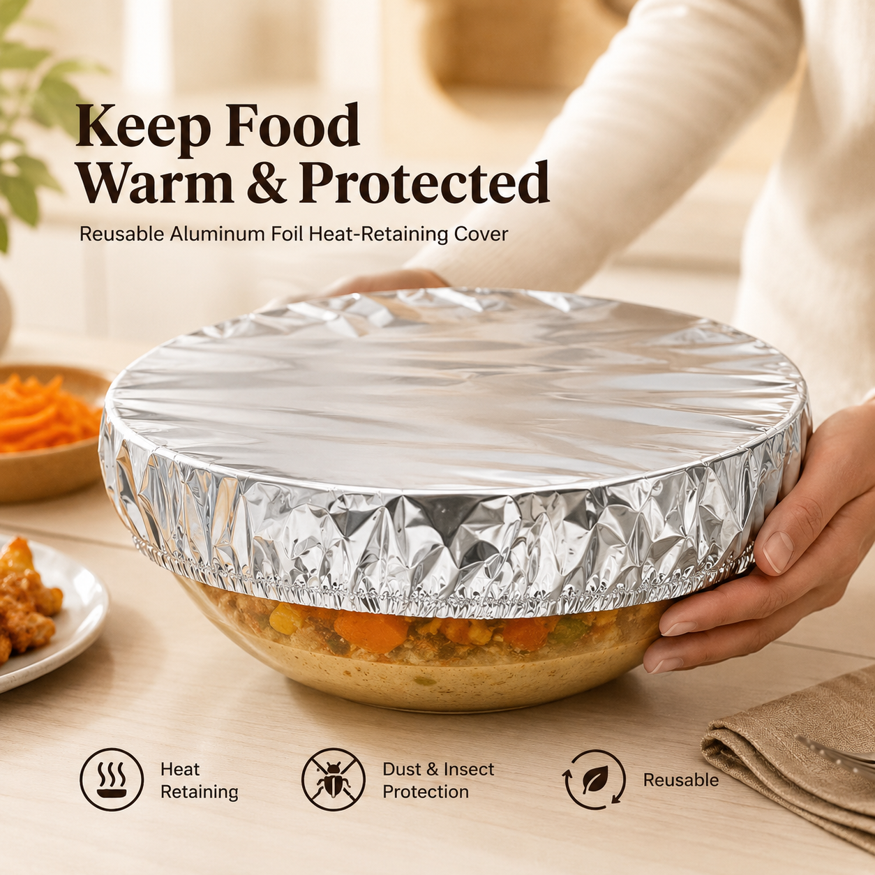 🧑‍🍳Day Sale 50% OFF✨Home dining table & food container aluminum foil heat-retaining cover