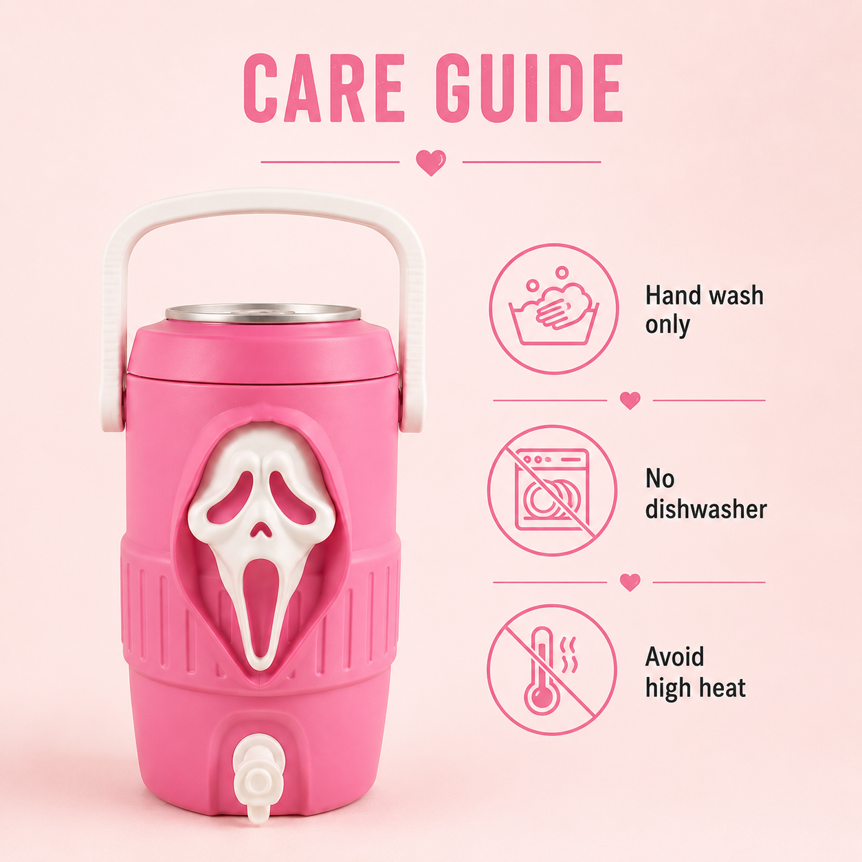 Pink ghost can cooler in a Halloween party setting