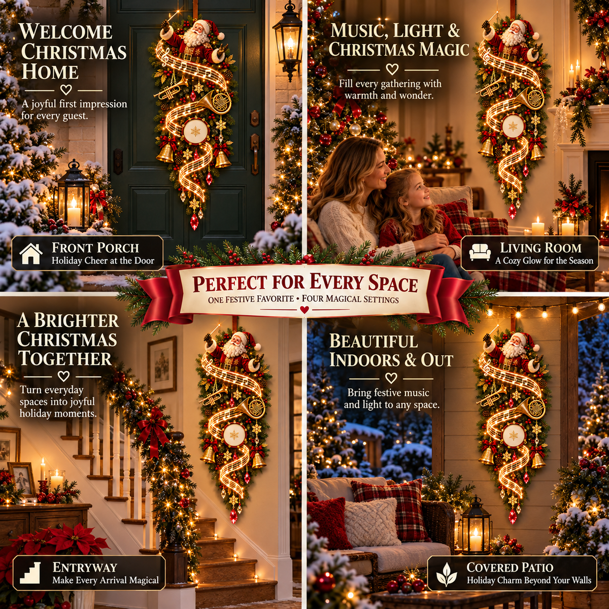 🎅 Lighted Santa Musical Door Decor ✨