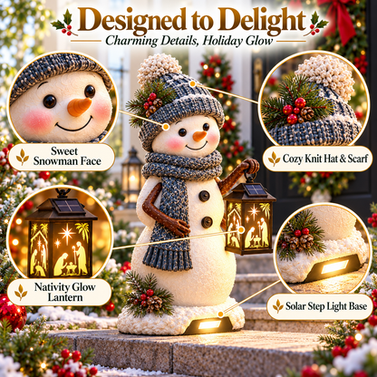 ⛄✨ Last Day 49% Snowman Nativity Glow™ – Solar Christmas Step Light with Holy Family Projection