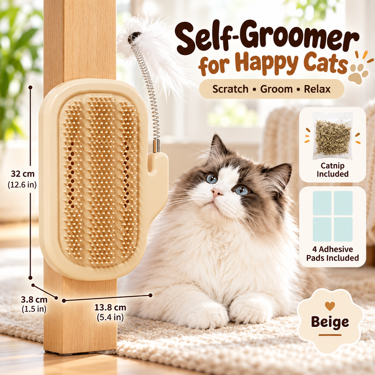 🐱 49% OFF😻 Self-Grooming Cat Massage Brush-Cactus Cat Groomer🍀