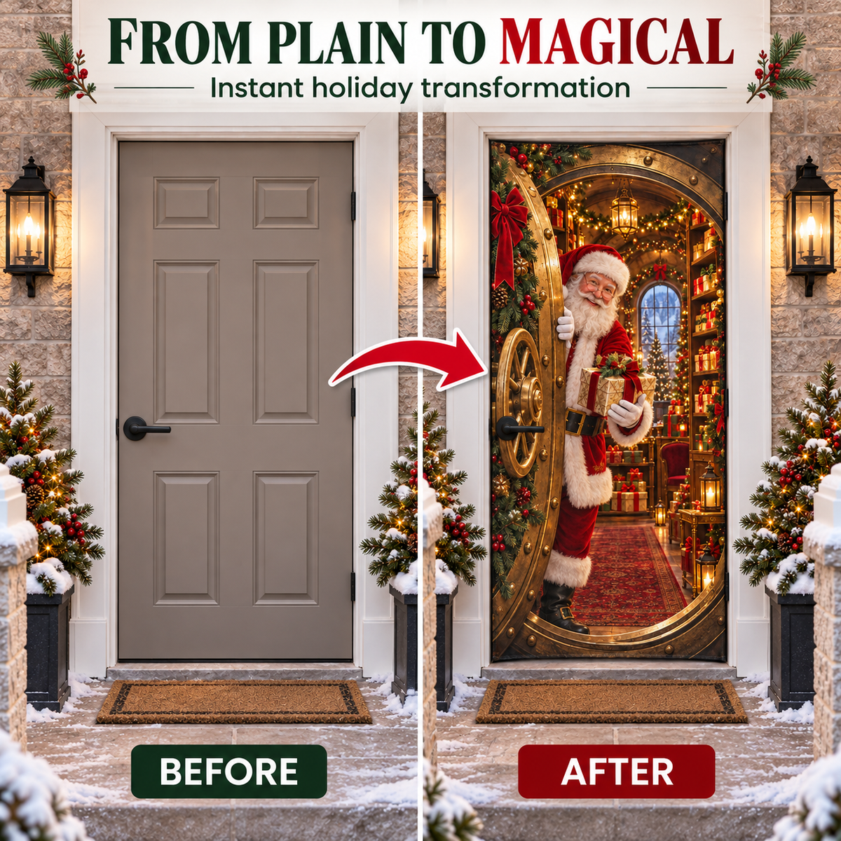 🎅Christmas Magic Door Portal™ – Life-Size Holiday Door Cover-Shop now!⏳