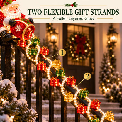 🎅 Santa Magic Gift Cascade Railing Light