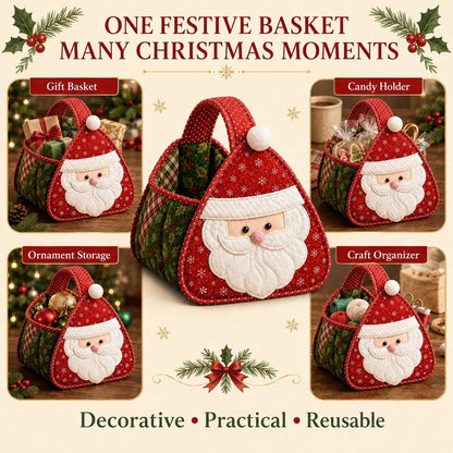 ⏳ 49 % RABATT – 🎄 Weihnachtlicher Figuren-Tragekorb | Gepolsterte Patchwork-Stoffe, mehrschichtige Applikationen & weicher Tragegriff – als DIY-Bausatz oder fertig genäht erhältlich 🎁✨