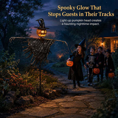 🎃 Halloween Solar Scarecrow Jack O' Lantern Metal Ground Stake