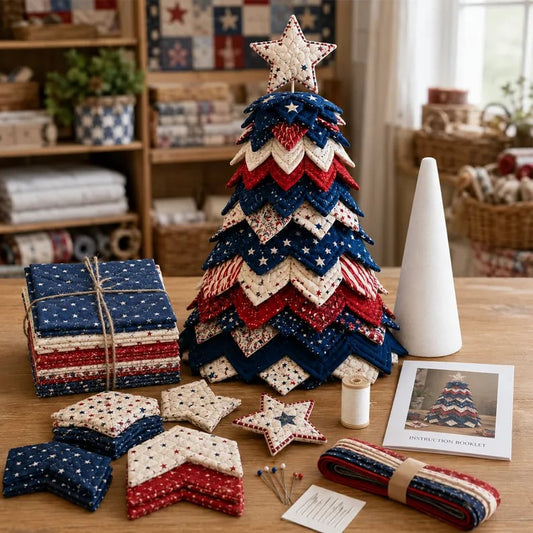 💥 LAST DAY 49% OFF - Americana Christmas Tree Quilt Kit (📦Buy 2 Free Shipping)