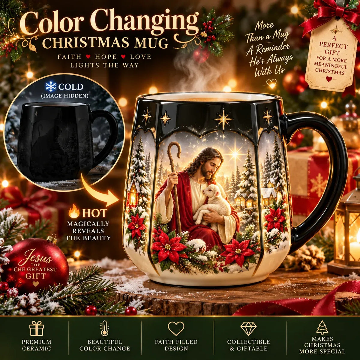 ⏳ Last Day 49% OFF – 🎄Christmas Magic Heat-Reveal Mug | 350 mL Color-Changing Santa Village Cup ☕