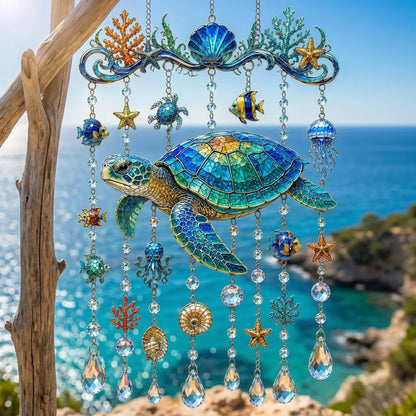 🐋 🌊Ocean-Themed Crystal Wind Chime – Bring the Ocean Glow to Your Garden