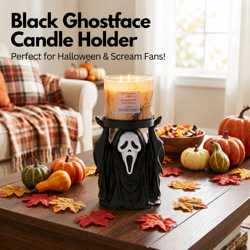 Ghostface Candle Holder – Spooky Horror Decor for 3-Wick & Jar Candles