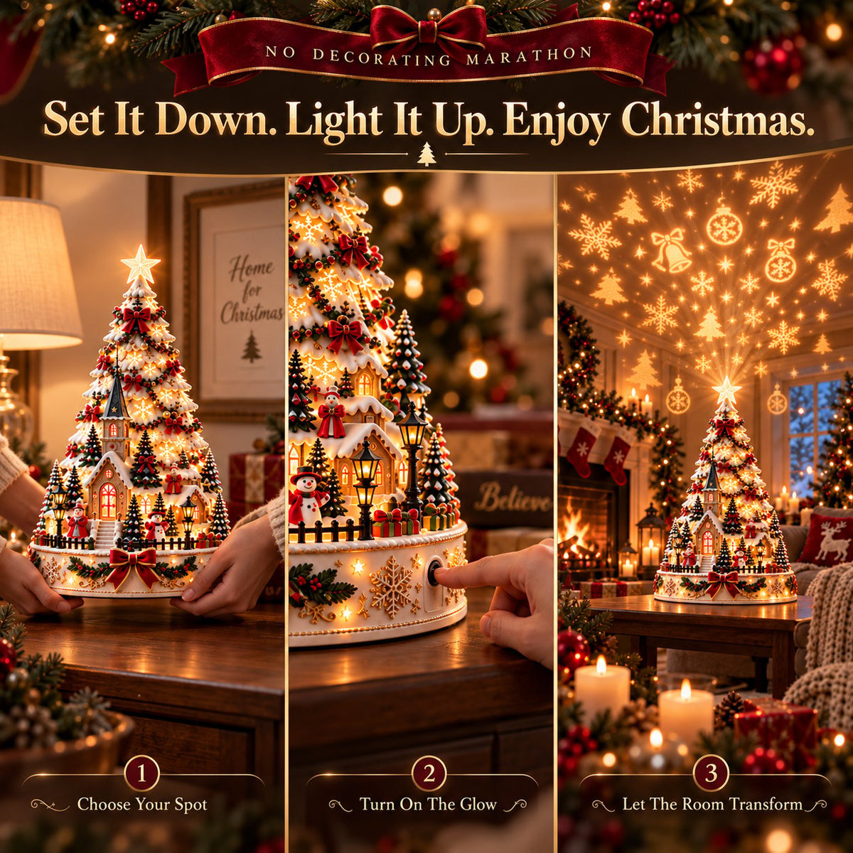 🎄 Christmas Village Projection Light | 4 Festive Village Scenes | Magical Holiday Tabetop lDécor ✨