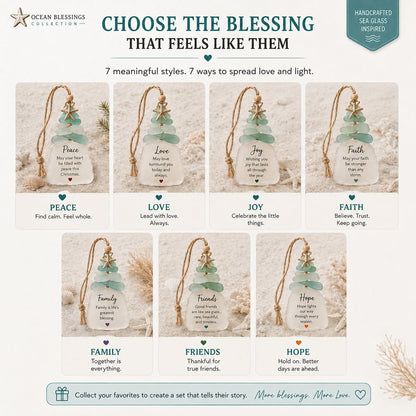 🔥LAST DAY 50% OFF - 🌊Ocean Blessings™ Sea Glass Christmas Ornaments – Peace, Love, Joy, Faith, Family, Friends & Hope