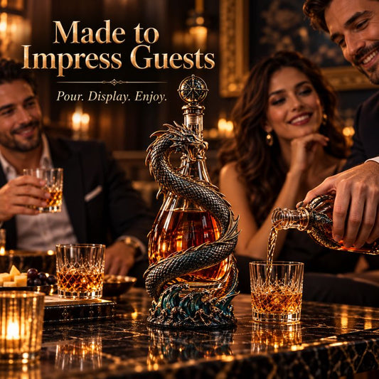 Leviathan Coil Dragon Decanter™ — Hand-Finished Whiskey Decanter with Compass Stopper