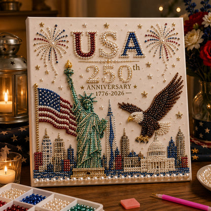 🔥 USA 250th Anniversary DIY Pearl Painting Kit ✨❤️‍🔥