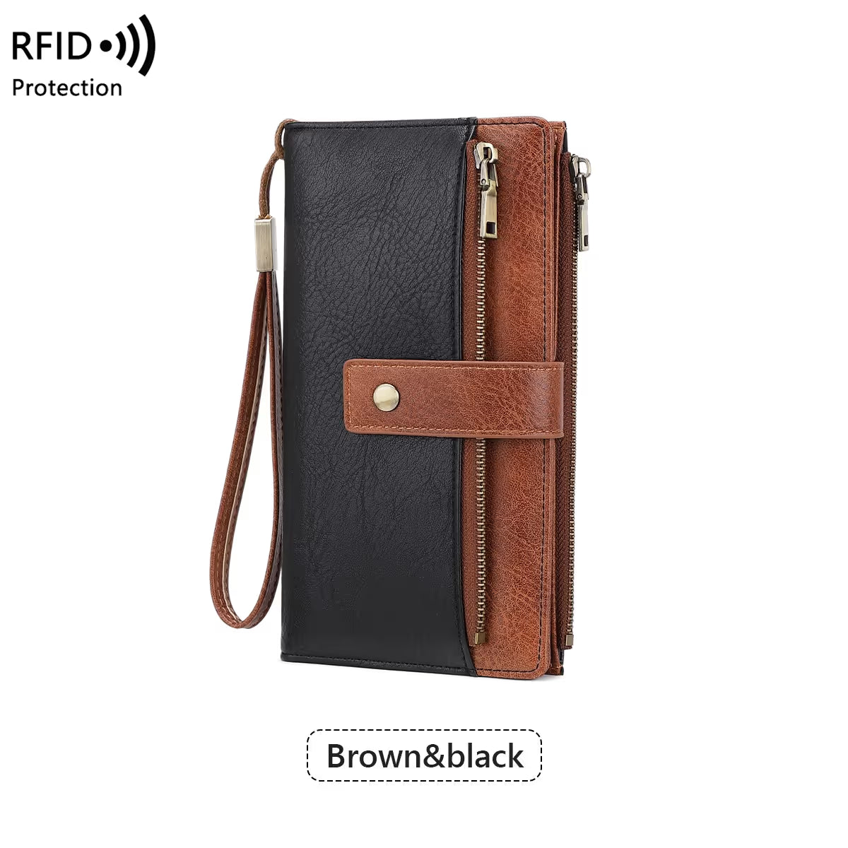 🔥Women's long wallet, stylish clutch, elegant solid color RFID blocking wallet