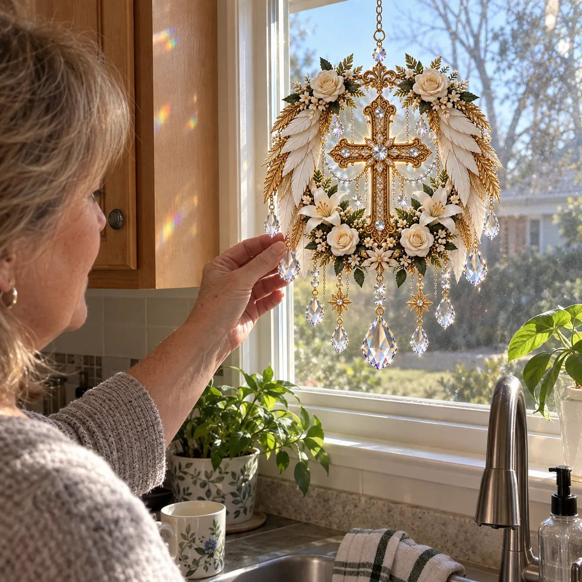🔥HOT SALE🔥✝️ Christian Crystal Suncatcher | 5 Faith-Inspired Window Designs with Cascading Rainbow Crystals ✨