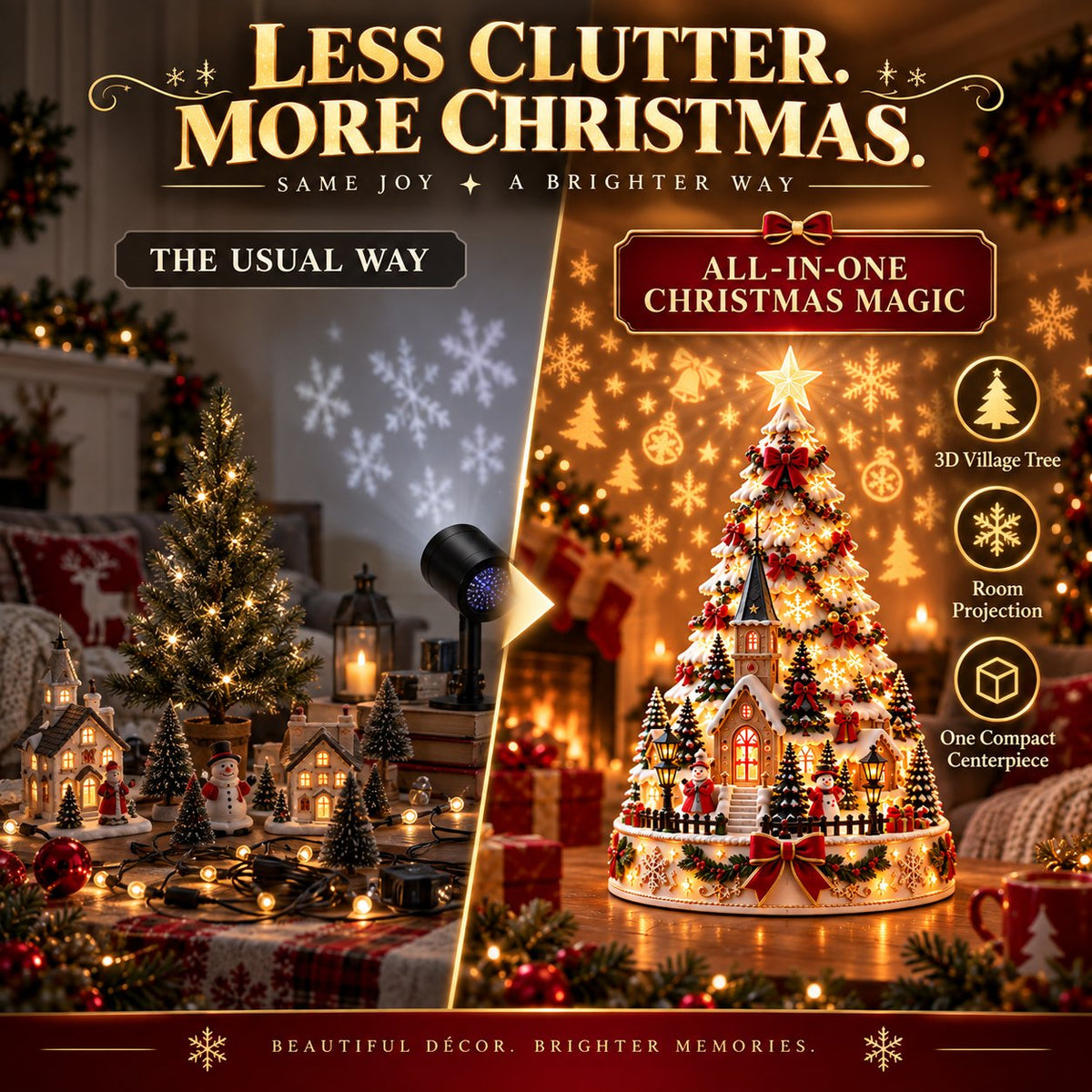 🎄 Christmas Village Projection Light | 4 Festive Village Scenes | Magical Holiday Tabetop lDécor ✨