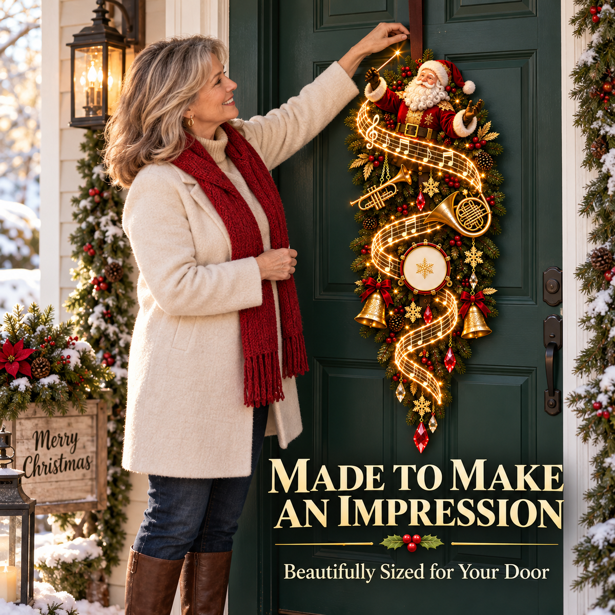 🎅 Lighted Santa Musical Door Decor ✨