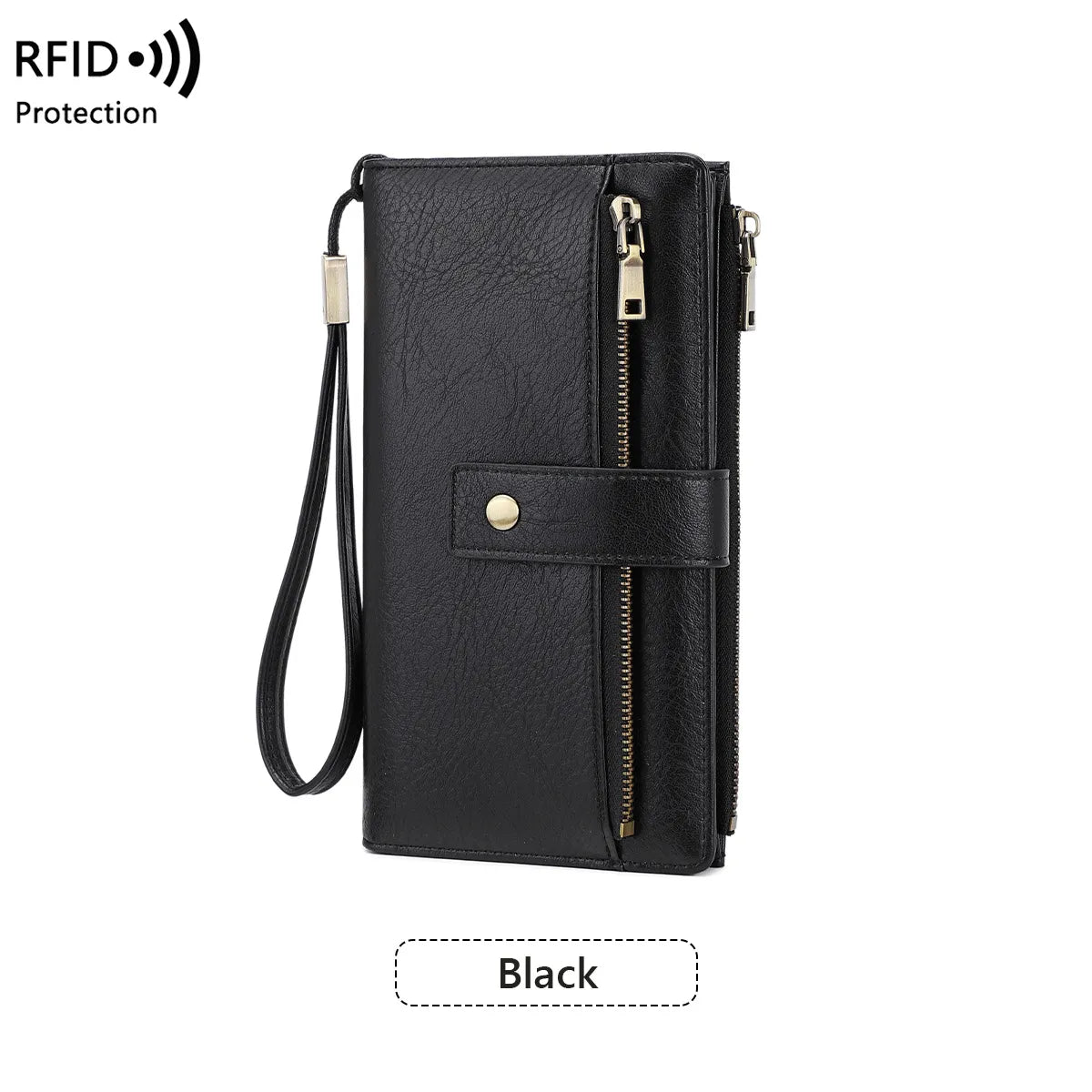 🔥Women's long wallet, stylish clutch, elegant solid color RFID blocking wallet