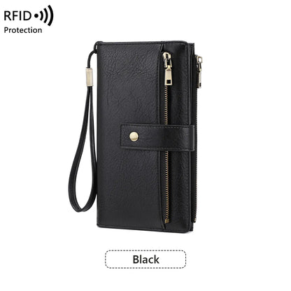 🔥Women's long wallet, stylish clutch, elegant solid color RFID blocking wallet