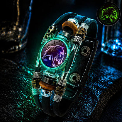 💥Limited-time 50% off ☪️Glow-in-the-dark leather zodiac sign bracelet for men and women (6.9/8.1 inches)♑️