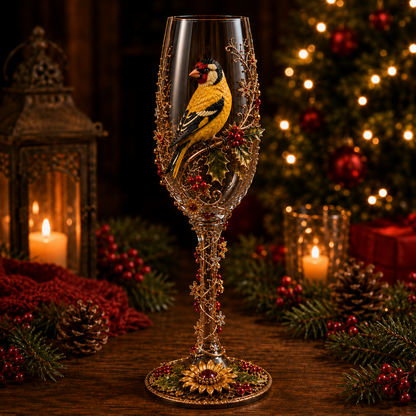 🔥 LAST DAY 50% OFF 🎁 Christmas Bird 3D Collector Champagne Glass Set🐦✨