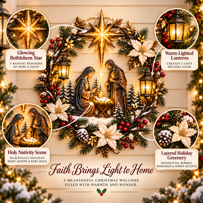 ✝️ Faith & Blessing Christmas Wreath Collection™ – Nativity, Angel & Cardinal Holiday Wall Decor