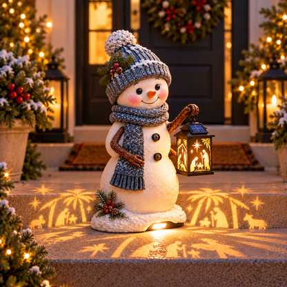 ⛄✨ Last Day 49% Snowman Nativity Glow™ – Solar Christmas Step Light with Holy Family Projection