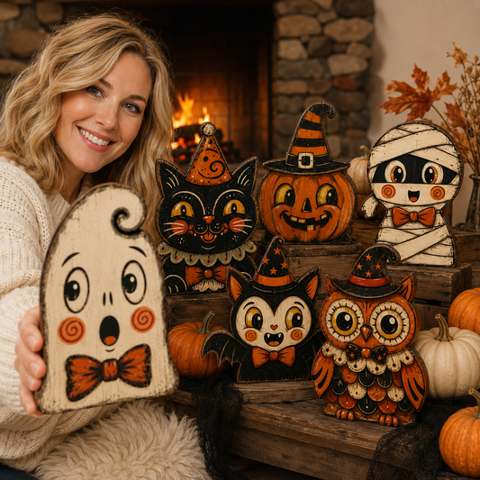 🎃Vintage Halloween Wooden Character Tabletop Decor