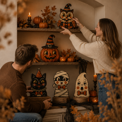 🎃Vintage Halloween Wooden Character Tabletop Decor