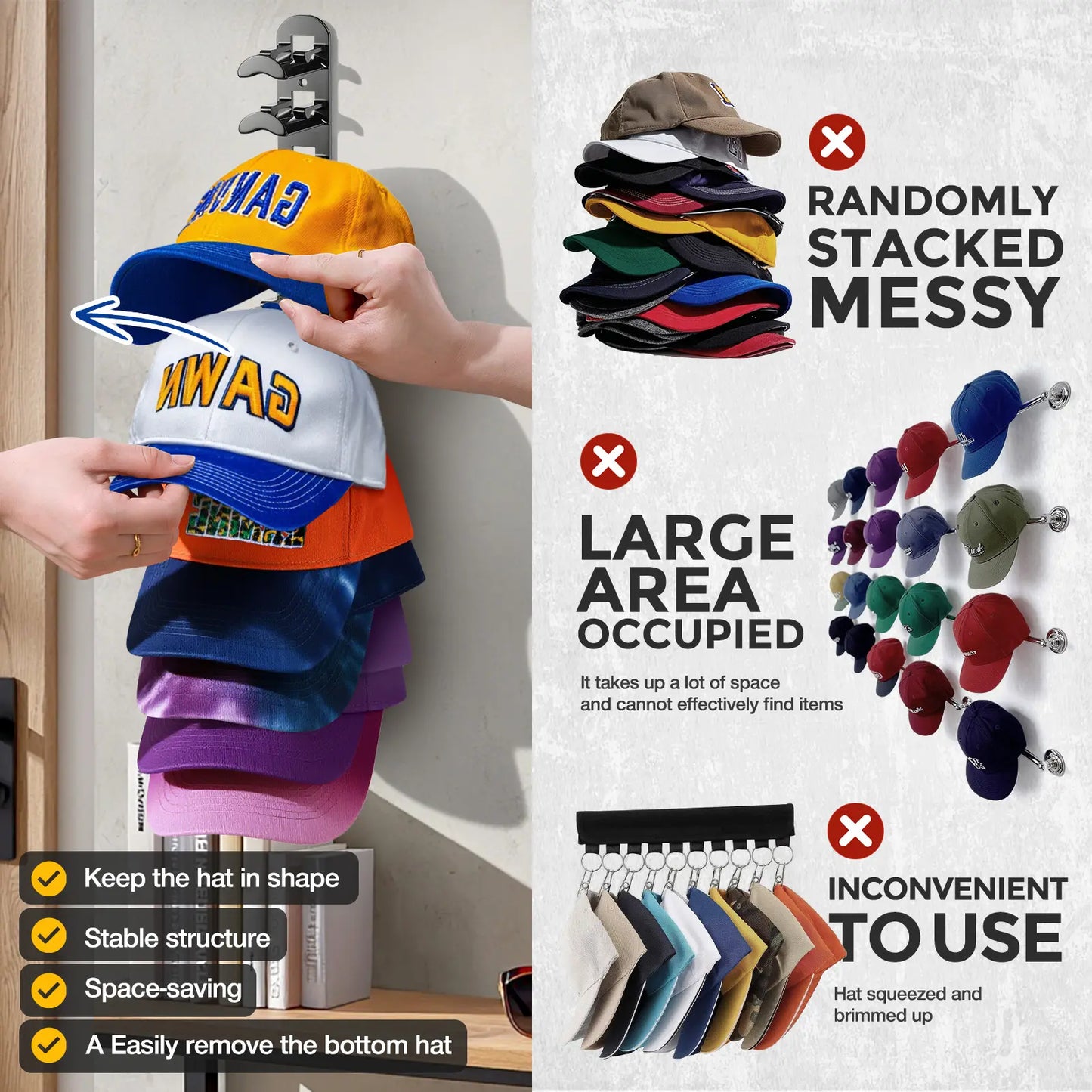 CapMate Wall-Mounted Hat Organizer